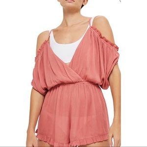 Topshop Gauze Cold Shoulder Cover-Up Romper NWT
